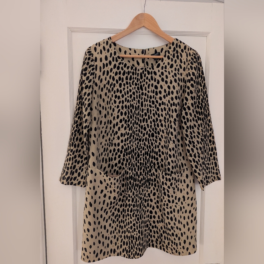 J.Crew Factory Animal Print Mini Shift Dress Size 8